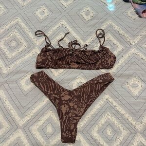 Skatie Brown Patterned Bikini Set